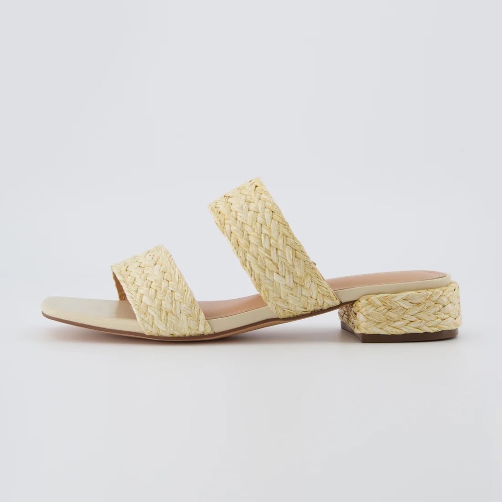 JOIE Niki Raffia Braided Straw Slip on Sandal